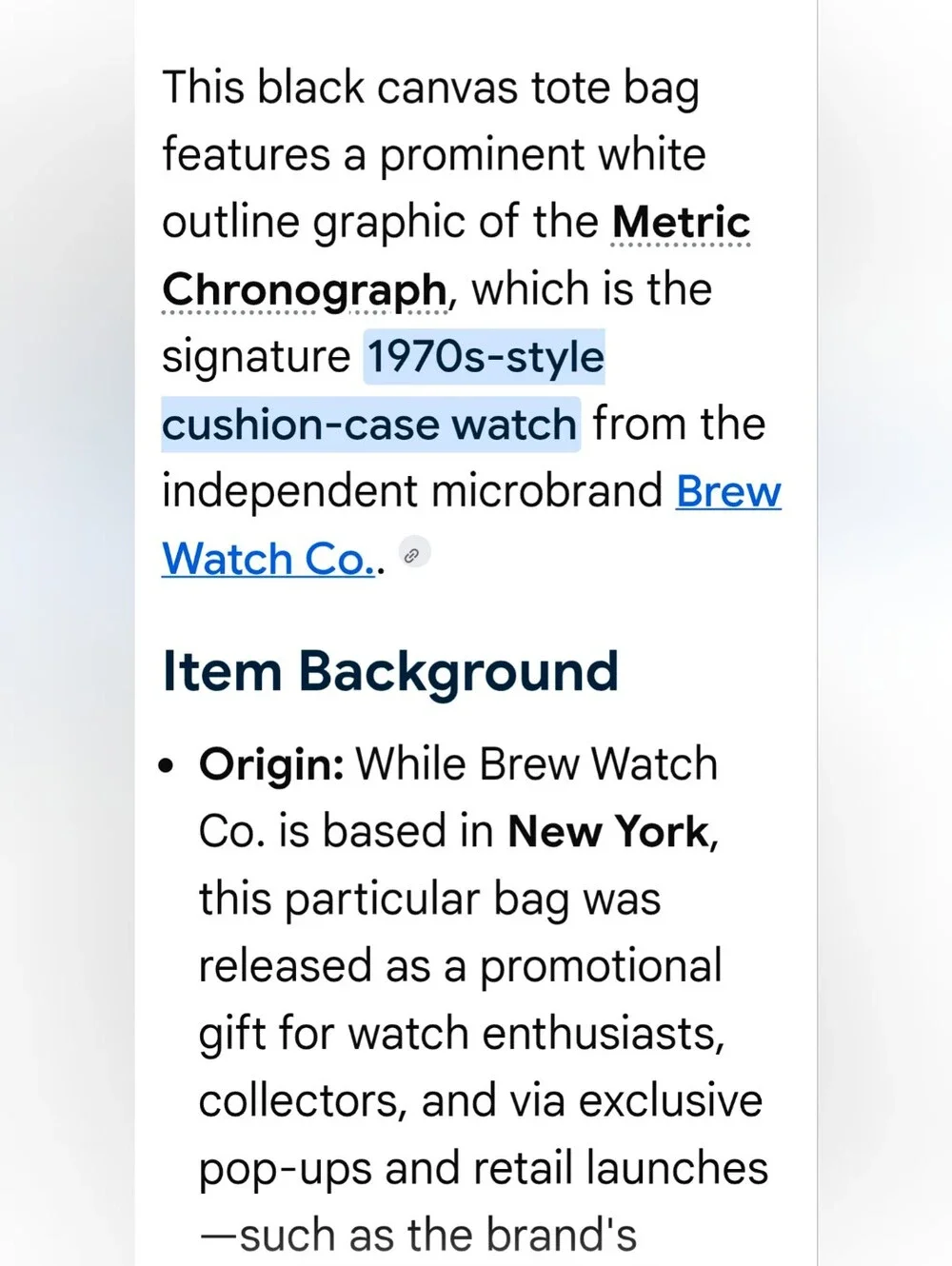 Brew Watch Co new tote